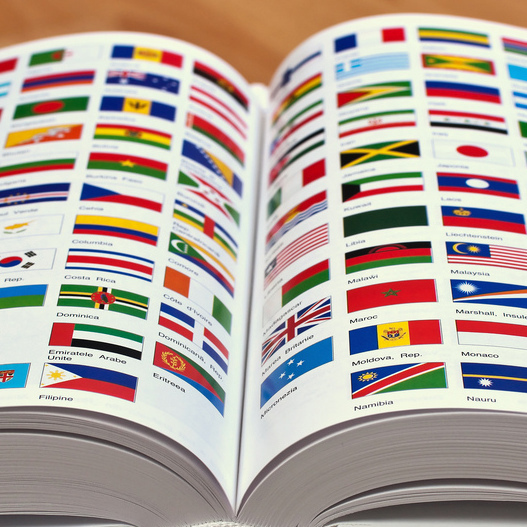 Encyclopedia pages showing world flags Photo by Horia Varlan via Flickr