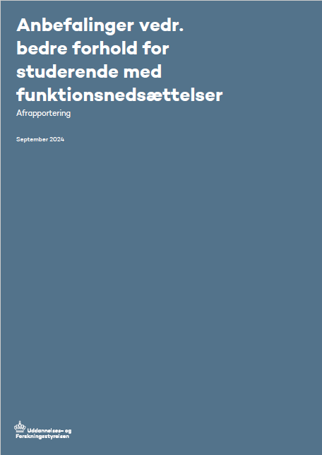 Arbejdsgruppen for studerende med funktionsnedsættelser har fået til opgave at komme med anbefalinger til at forbedre vilkårene for studerende med funktionsnedsættelser.  Arbejdsgruppens anbefalinger fremlægges i denne afrapportering.