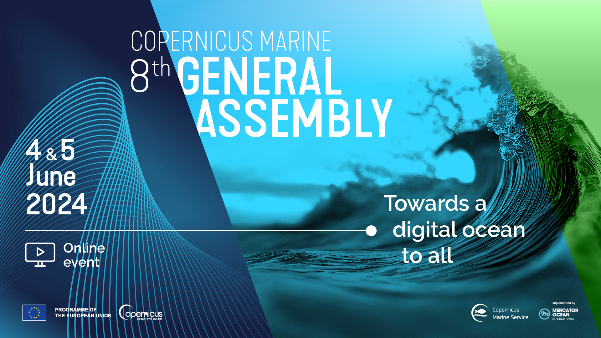 Mercator Ocean International will organize the 2024 Copernicus Marine General Assembly as a fully online event on June 4 (full day) and June 5 (morning) 2024. The event will be an opportunity to highlight the many achievements done by Copernicus Marine production centres  and Marine Data Store.