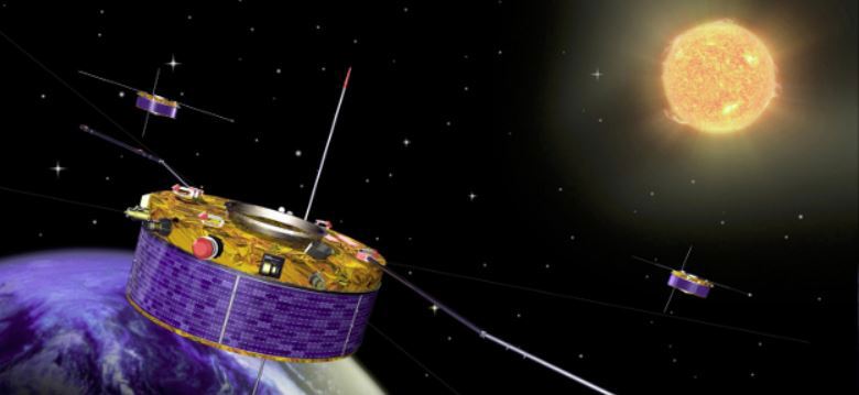 Illustration af Cluster missionen (2003). Foto: ESA Illustration af Cluster missionen (2003). Foto: ESA