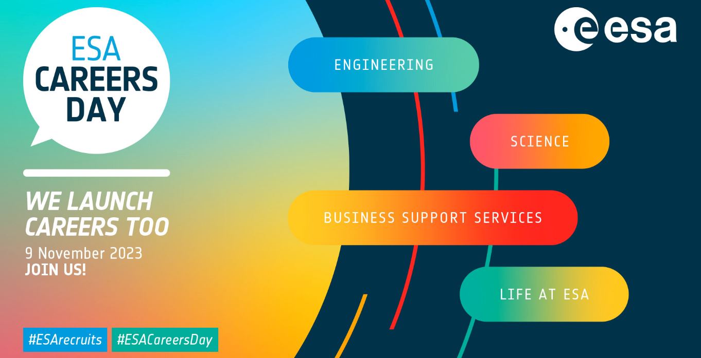 Interested in applying for a job at ESA? Curious to know what opportunities ESA has for you? Or would like to hear about the projects our teams ESA is working on? Then mark your calendar for 9 November 2023 for a fully online event giving you an insider’s look at STEM careers at ESA.