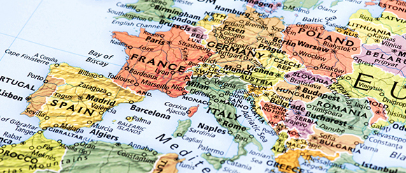 Frankrig, Spanien og Tyskland Kort med Frankrig, Spanien og Tyskland