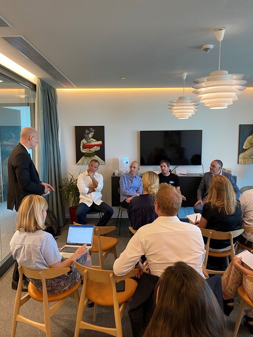 Foto: Første dag på ICDK Tel Aviv’s ”Corporate Innovation Masterclass” i Israel. Danske virksomheder mødes med repræsentanter fra multinationale selskaber i Israel for at lære om deres tilgang til ”open innovation”.