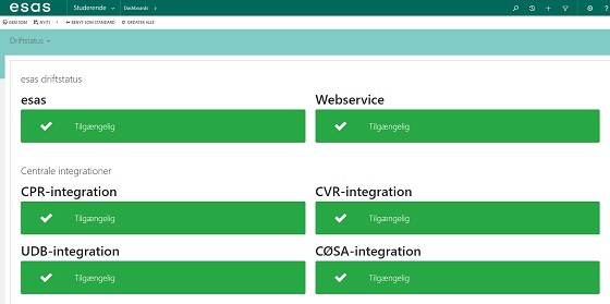 esas i pilotdrift Skærmbillede fra esas